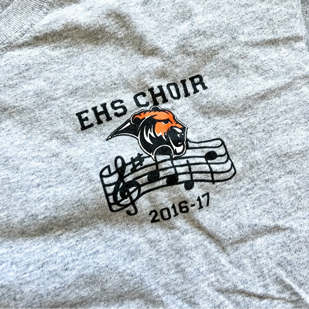 Retro Graphic T Shirt Music Choir Tiger Graphic Tee Gray Orange M